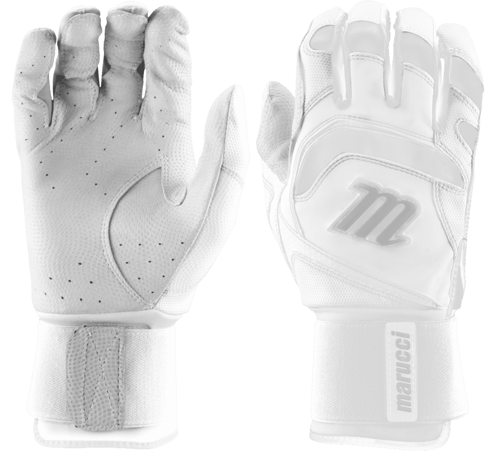 Marucci Signature Full Wrap Adult White Batting Gloves MBGSGN3FWW