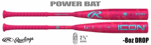 Rawlings ICON Electric Unicorn 2-3/4" Big Barrel USSSA Bat RUT5IPK8 -8oz (2025) Lightly Used w/Warranty
