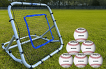 Tanner Adjustable Rebounder 3' x 3' Practice Net w/ A1035 Baseballs -- 6 Balls