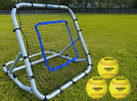 Tanner Adjustable Rebounder 3' x 3' Practice Net w/ A9106 Softballs  -- 3 Balls