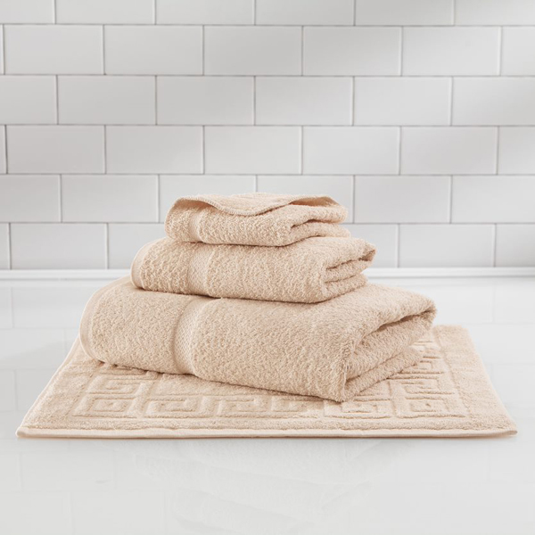 1888 Mills Crown Touch™ Greek Key Bath Mat 21x32 100% Cotton Beige