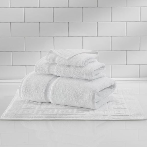 Hotel Quality Greek Key Bath Mat - Egyptian Cotton, Machine Washable