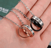 Interlocking Bicyclic Titanium Steel couple Necklace (GX860-B)