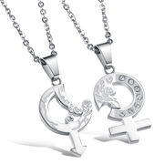 One set of Male and Female Symbol Pendant Couple Necklaces (GX898)