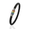 Rainbow Pride Black Leather Bracelet with Magnet Clasp (PB-004)