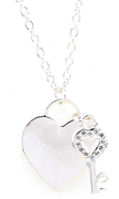 Silver plated Heart Key Pendant Necklace (BHXS22)