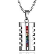 Stainless Steel Pride Rainbow Pendant Necklace (PPN-010)