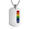 Stainless Steel Pride Rainbow Tag Pendant Necklace (PPN-005)