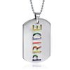 Stainless Steel Pride Rainbow Tag Pendant Necklace (PPN-023)