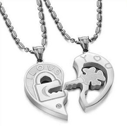Titanium Steel Heart Pendant Couple Necklace (ZH GX553)