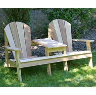 Cedar Wood Adirondack Tête-à-Tête Chairs and Table