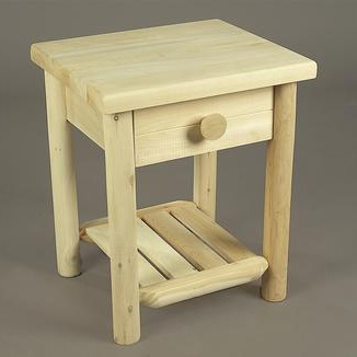 Cedar Wood Log-Style Night Table