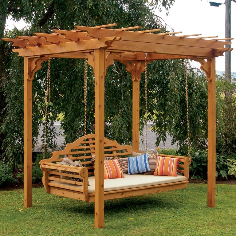 Cedar Wood Pergola With Swing Hangers Cedar Wood Pergola With Swing Hangers