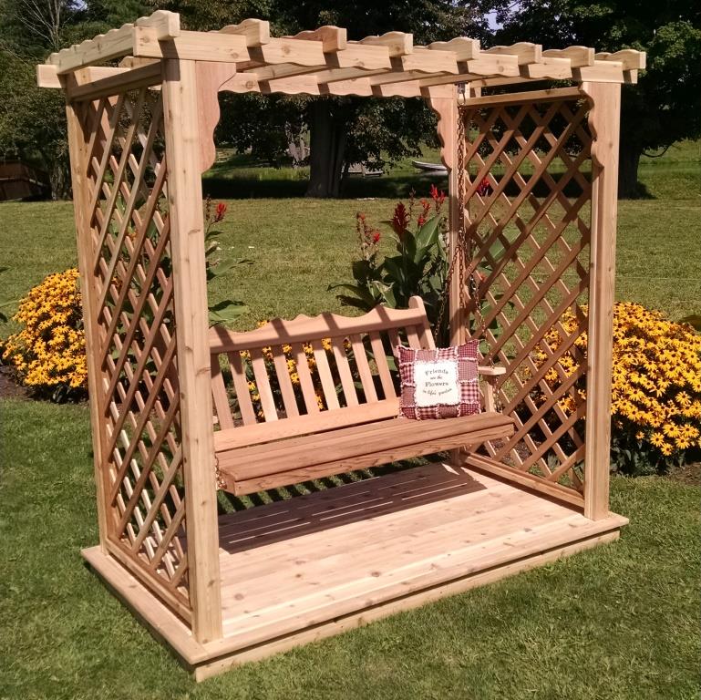 Covington Cedar Garden Swing & Arbor with Deck Available In Multiple Sizes