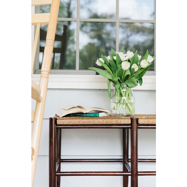Solid Ash Wood Entryway Bench with Woven Seat