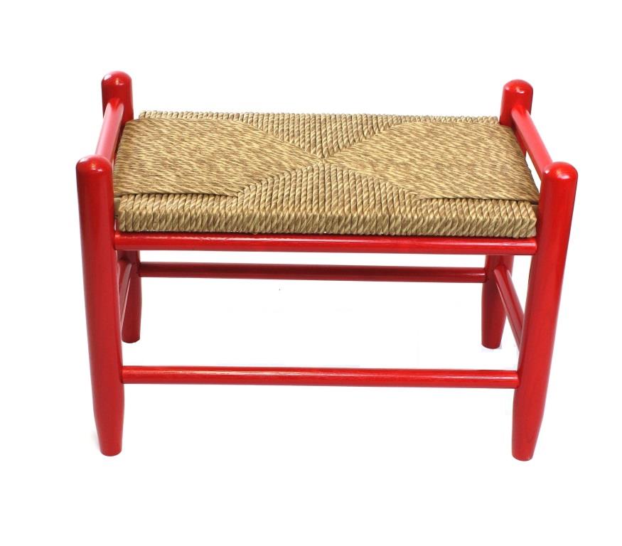 Solid Ash Wood Fireside Bench with Woven Seat