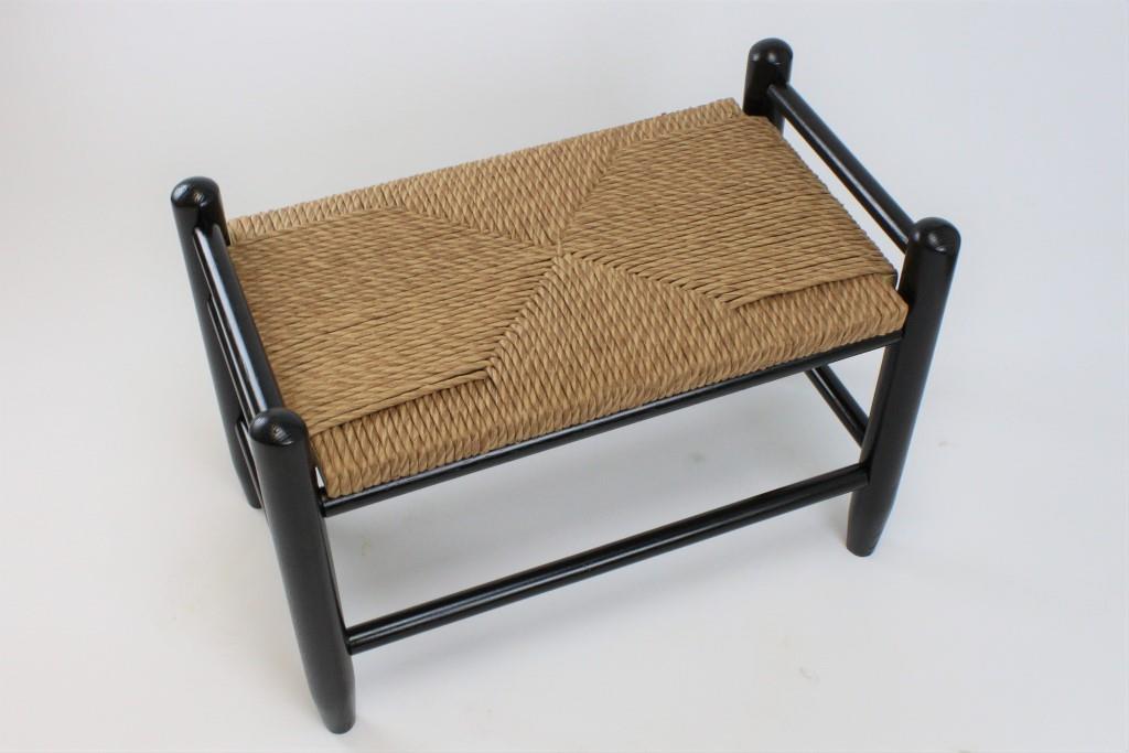 Solid Ash Wood Fireside Bench with Woven Seat