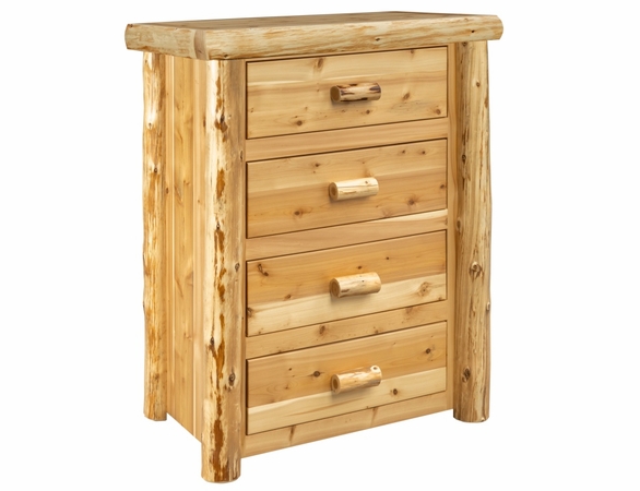 Hand Peeled Rustic Log Style Chest of Drawers - 4 Drawers