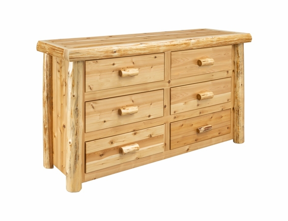 Hand Peeled Rustic Log Style Dresser - 6 Drawers