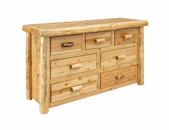 Hand Peeled Rustic Log Style Dresser - 7 Drawers