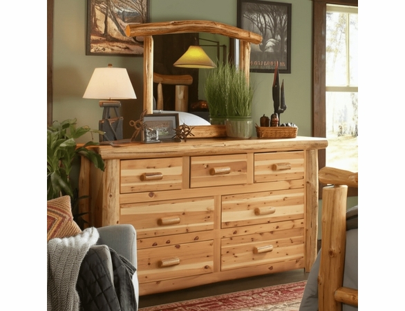 Hand Peeled Rustic Log Style Dresser - 7 Drawers