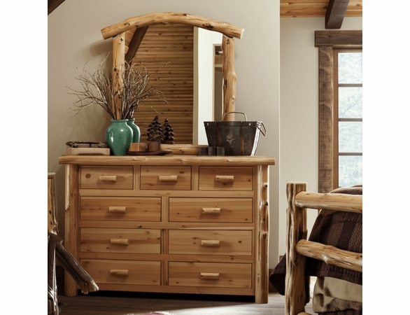 Hand Peeled Rustic Log Style Dresser - 9 Drawers