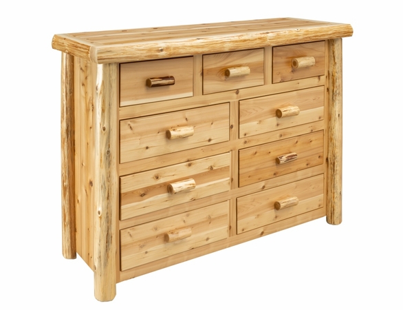 Hand Peeled Rustic Log Style Dresser - 9 Drawers