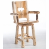 Hand Peeled Rustic Log Style Silhouette Back Swivel Counter/Bar Arm Chair