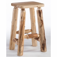 Hand Peeled Rustic Log Style Simple Bar Stool