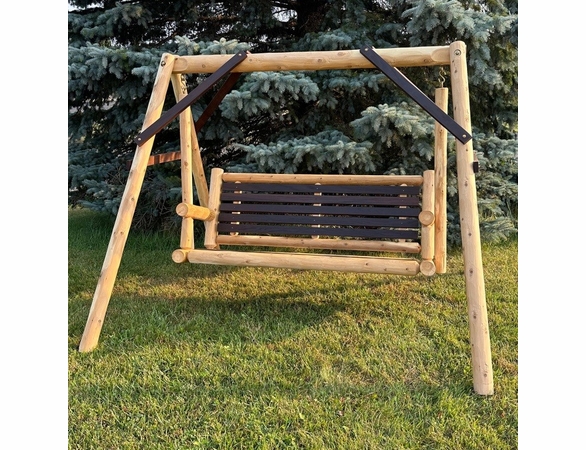 Log Style Swing Set with Thermally Modified Wood Slats