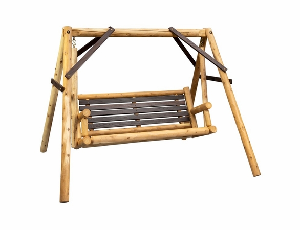 Log Style Swing Set with Thermally Modified Wood Slats