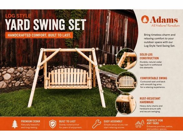 Log Style Yard Swing Set