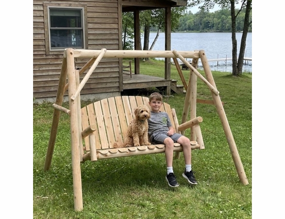 Log Style Yard Swing Set