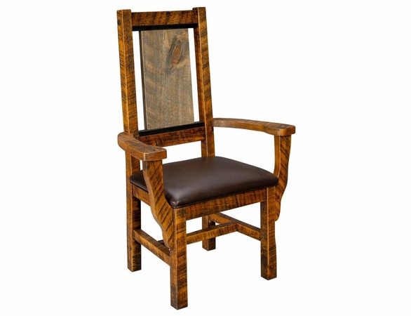 Mountain Retreat Arm Dining Chair with Leather Like Seat