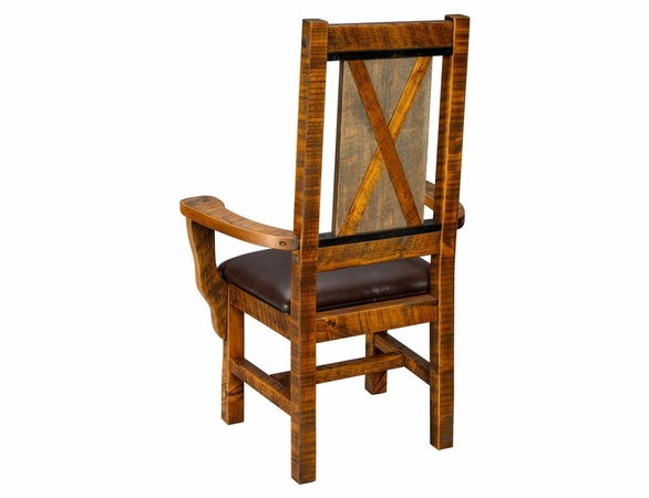 Mountain Retreat Cross Arm Dining Chair with Leather Like Seat