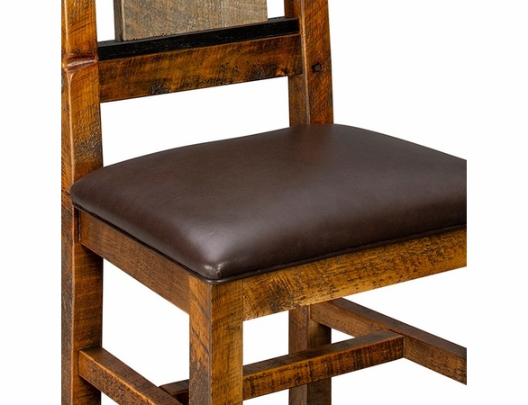 Mountain Retreat Cross Arm Dining Chair with Leather Like Seat