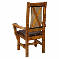 Mountain Retreat Cross Arm Dining Chair with Leather Like Seat