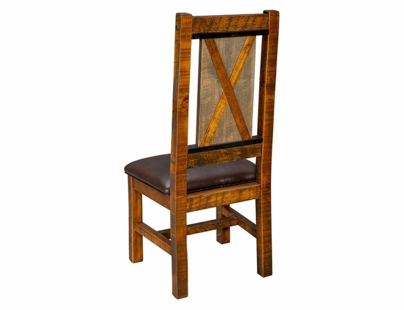 Mountain Retreat Cross Dining Chair with Leather Like Seat