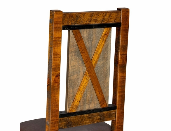 Mountain Retreat Cross Dining Chair with Leather Like Seat
