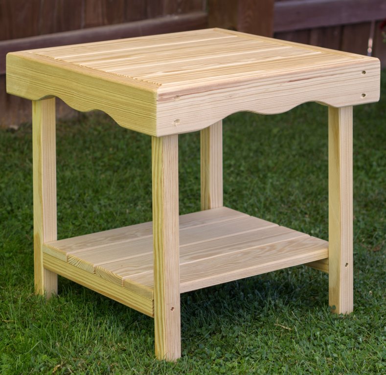 Outdoor Furniture End Table Pine Rectangular