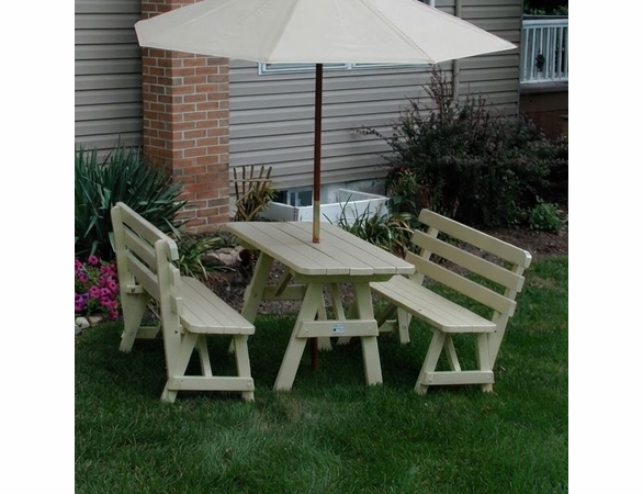 Pine Traditional Table with 2 Backed Benches 4', 5', 6', or 8'