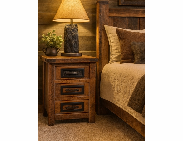 Raven Rough Sawn 3 Drawer Nightstand