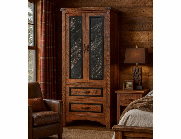 Raven Rough Sawn Bedroom Storage Armoire