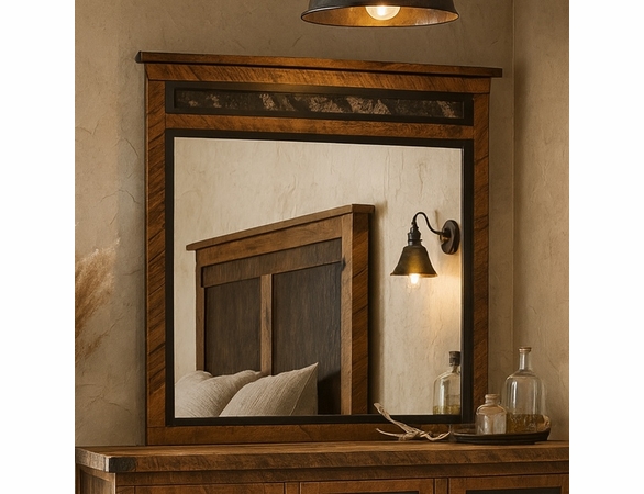 Raven Rough Sawn Over Dresser Mirror - Multiple Sizes
