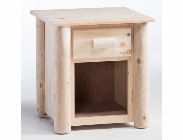 Rustic Cedar Log 1 Drawer Night Stand