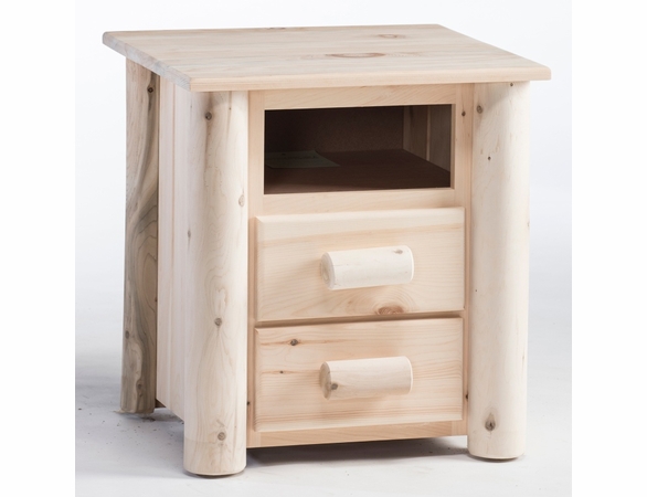 Rustic Cedar Log 2 Drawer Night Stand