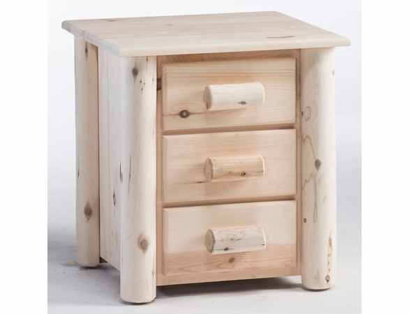 Rustic Cedar Log 3 Drawer Night Stand