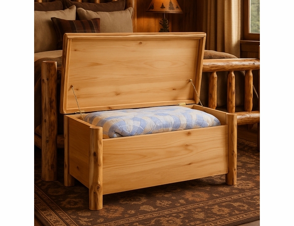Rustic Log Style Blanket Chest