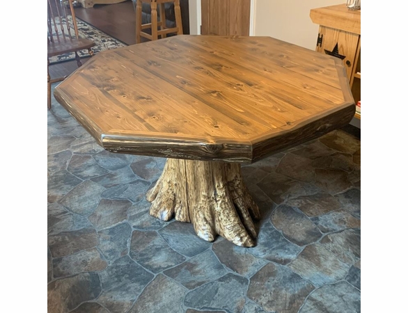 Rustic Log Style Octagonal Stump Dining Table