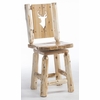 Hand Peeled Rustic Log Style Silhouette Back Swivel Counter/Bar Side Chair